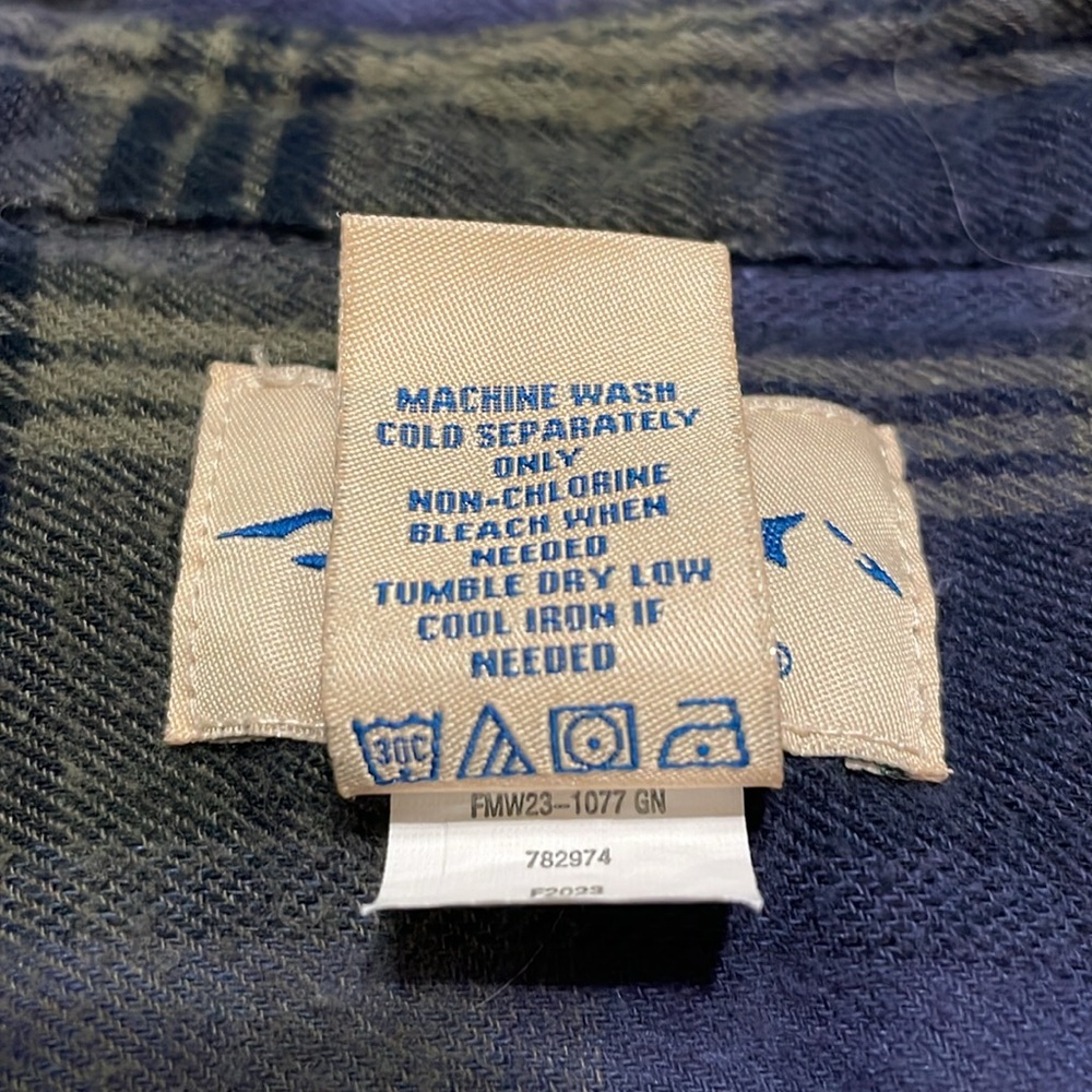 Blue Mountain Men's M Blue Green Plaid Flannel Shirt Long Sleeve Button Up - Picture 3 of 12